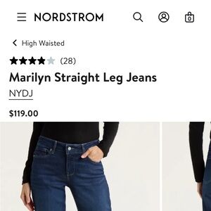 NYDJ Marilyn Straight Leg Jeans in Dark Blue Wash